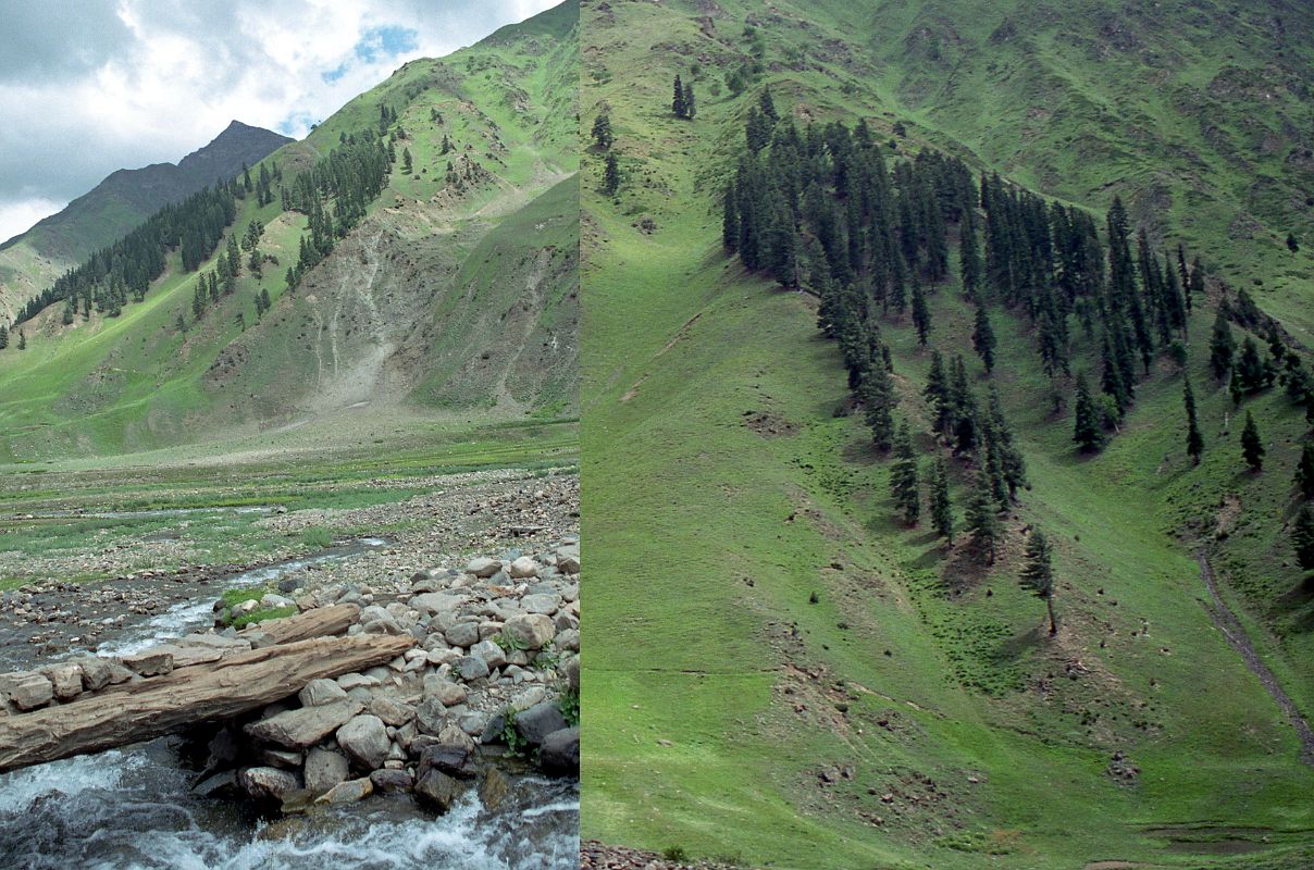 11 Verdant Green Valley Between Lake Lulusar And Naran In Kaghan Valley We follow the Kunhar River through fertile green hills dotted with pine trees in the Kaghan Valley.